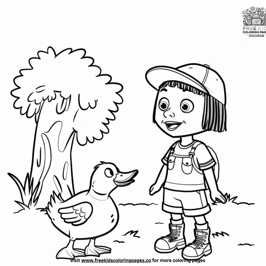 Sarah and duck coloring pages