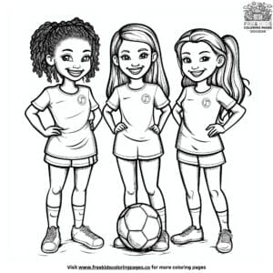 Soccer girl team coloring pages