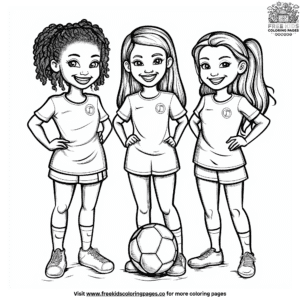 Soccer girl team coloring pages