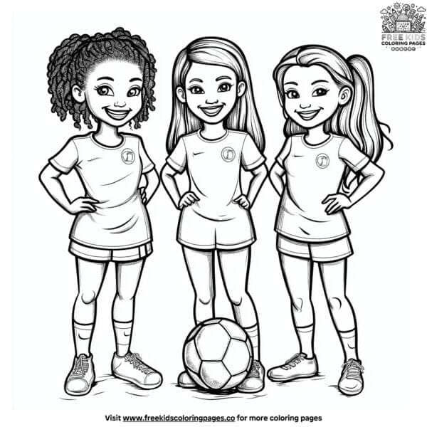 Soccer girl team coloring pages