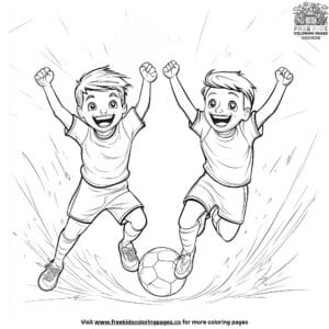 Soccer Goal Celebration Coloring Pages