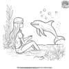 Stylish Barbie Dolphin Coloring Pages