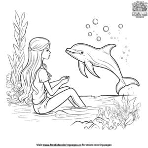 Stylish Barbie Dolphin Coloring Pages