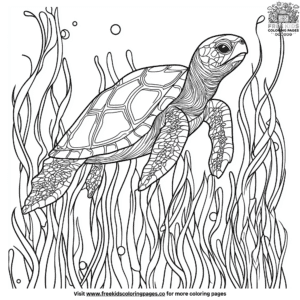 Turtle in seaweed coloring pages