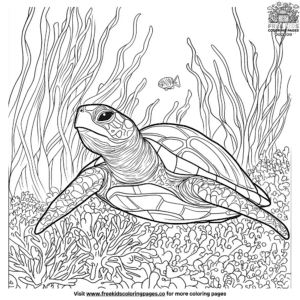 Turtle on the ocean bed coloring pages