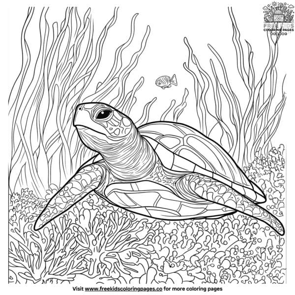 Turtle on the ocean bed coloring pages