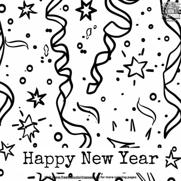 Vibrant new year celebration coloring pages: ring in the joy