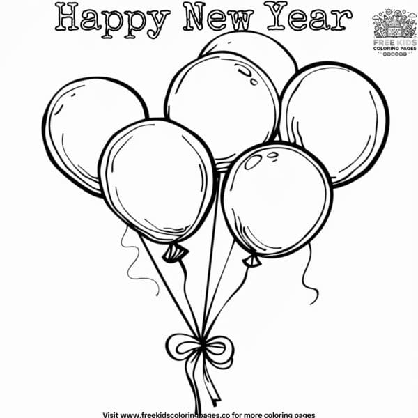 New year balloons coloring pages