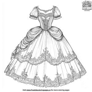 Victorian Ball Gown Coloring Pages.