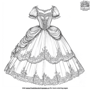 Victorian ball gown coloring pages.