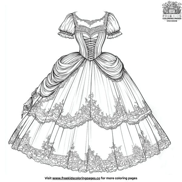 Victorian ball gown coloring pages.