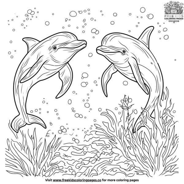 Vivid dolphin coloring pages