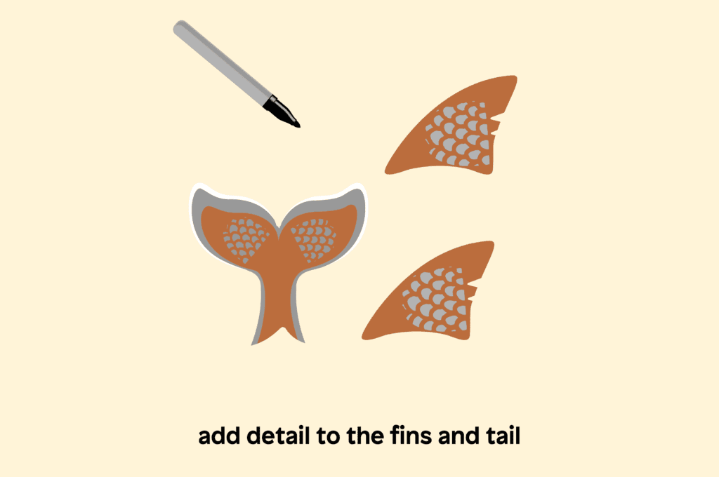 Add detail to the fins and tail