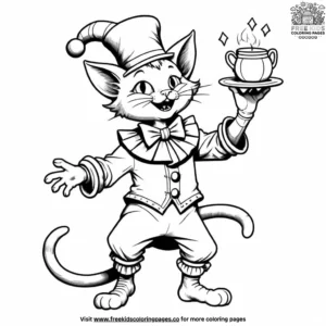 Cat as a charming jester performing tricks.