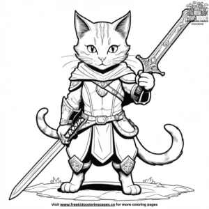 Cat as a legendary hero with a magical sword.