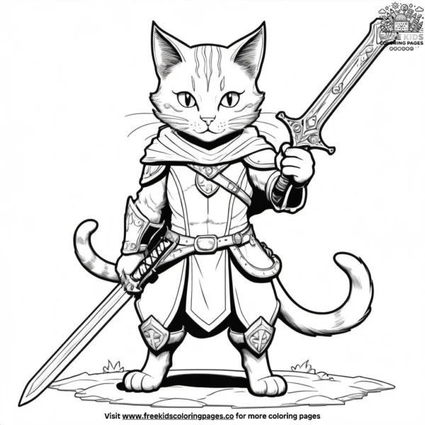 Cat as a legendary hero with a magical sword.