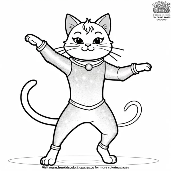 Cat at dance competition coloring pages