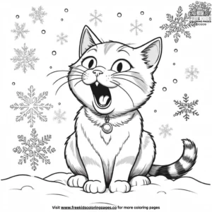 Cat catching snowflakes with its tongue.