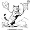 cat flying a kite on a breezy day, with the kite soaring high in the sky.