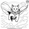 cat flying through the sky with a superhero cape, ready to save the day.