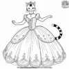 Cat in Ball Gown Dancing Coloring Pages