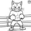 cat in a boxing ring, wearing gloves and preparing to throw a punch.