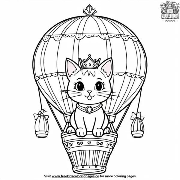 Cat in a princess-themed hot air balloon.