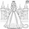 Cat in Castle with Unicorn Coloring Pages