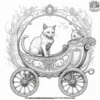 cat on a magical carriage drawn by fantasy animals.