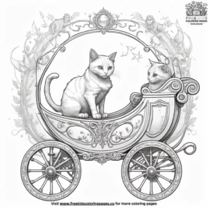 Cat on a magical carriage drawn by fantasy animals.