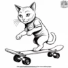 cat on a skateboard, performing tricks and stunts in a skate park.