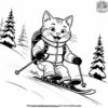 cat skiing down a snowy slope.