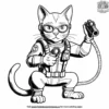 Cat using superhero gadgets, like a grappling hook or high-tech binoculars, to help with a rescue mission.