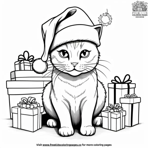 Cat wearing a santa hat.