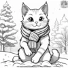 cat wearing a cozy winter scarf and mittens.