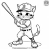 cat with a baseball cap and bat, getting ready to hit a baseball.