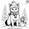 cat with a snowman.