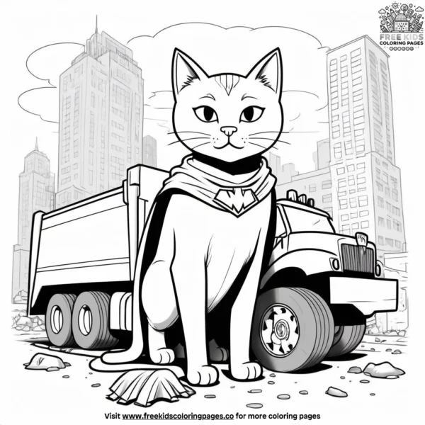 Cat helping city coloring pages