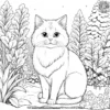 Fluffed-Up Cat in Snow Garden Coloring Pages