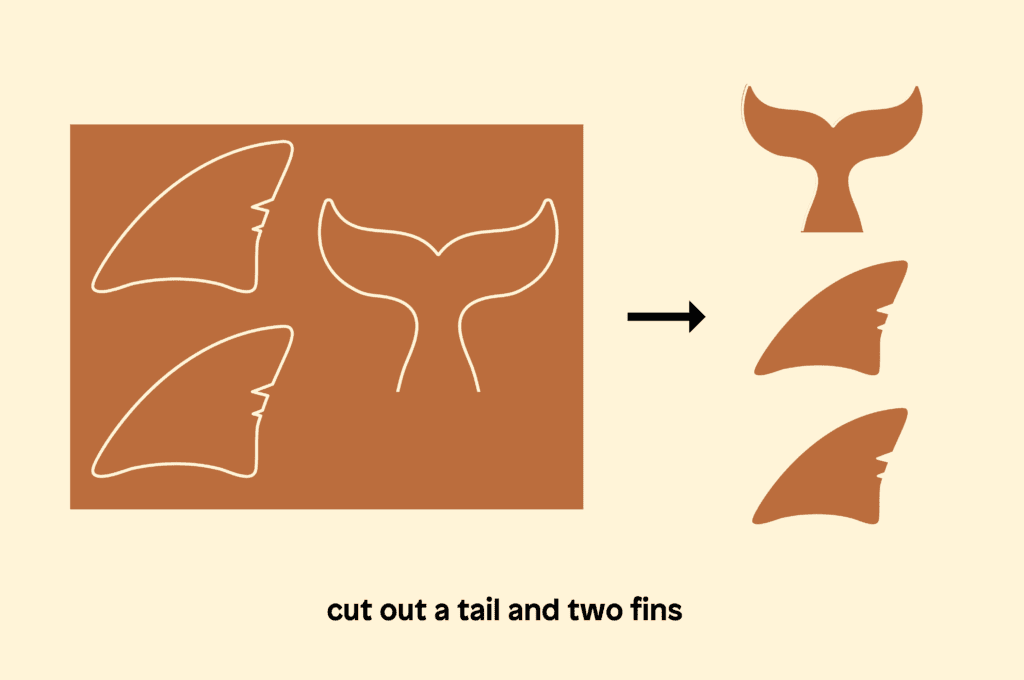 Cut out a tail and two fins