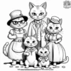 family of cats playing dress-up with various costumes and props.