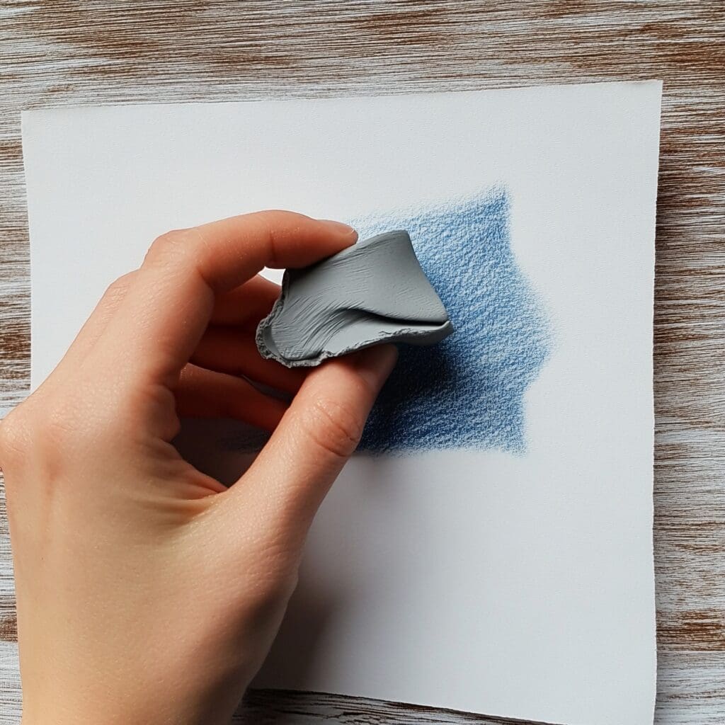 Kneadable eraser on a sheet of paper