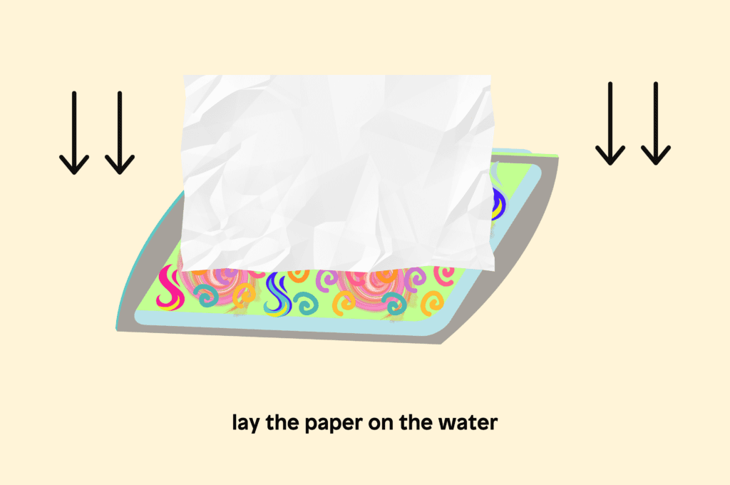 Lay the paper on the water