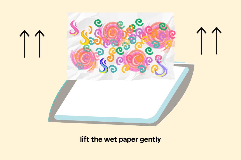 Lift the wet paper gently