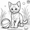 Kitten Chasing Ball Coloring Pages