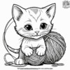 Kitten Batting at Yarn Coloring Pages