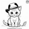 Kitten with Tiny Hat Coloring Pages