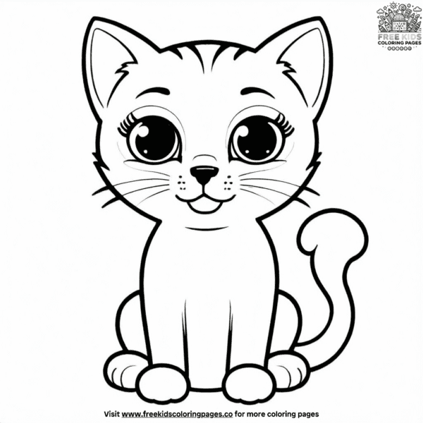 Kitten with big round eyes coloring pages