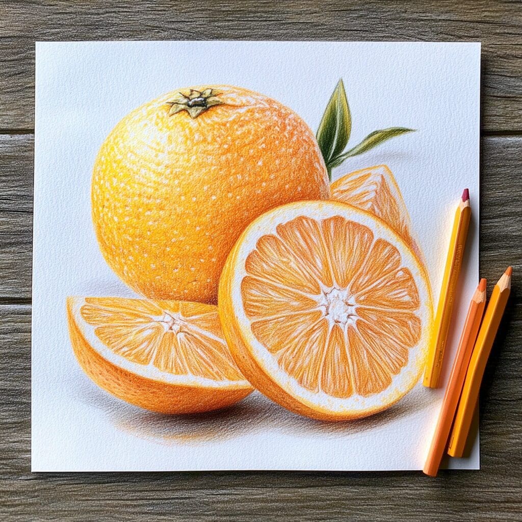 Orange coloring pencil