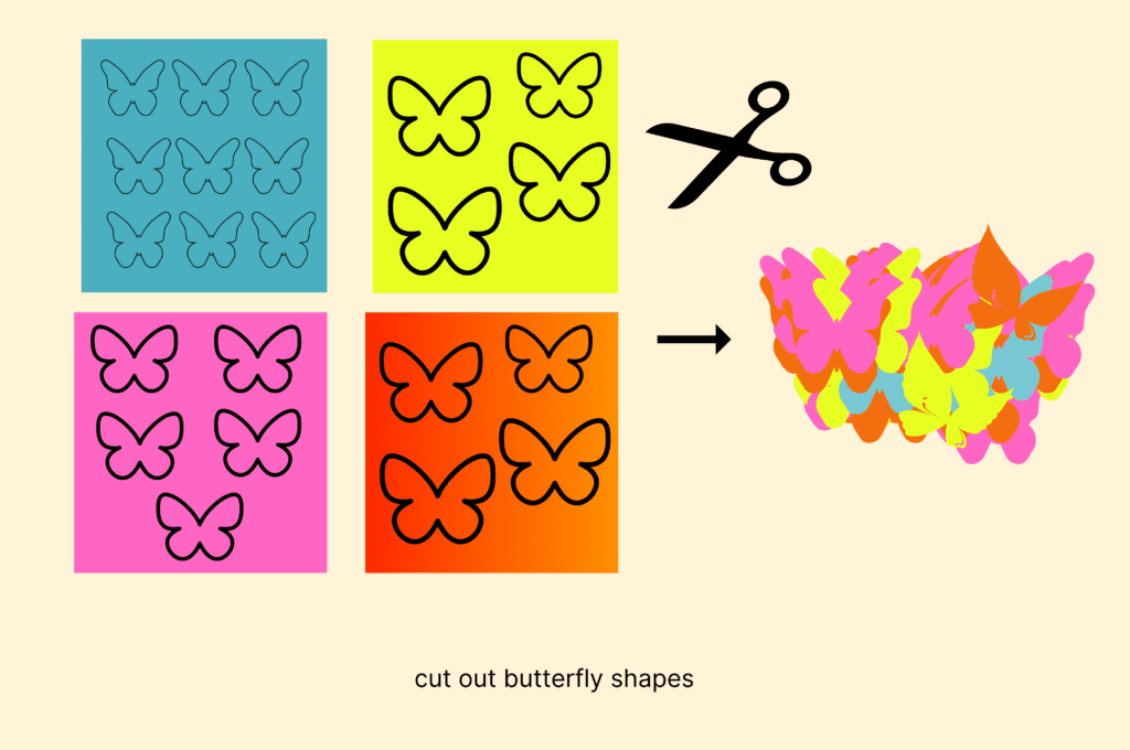 Step 1 cut out butterfly shapes